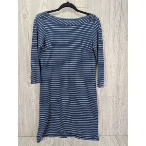 Talbots Striped Midi Dress Small Blue Cotton Nautical Coastal Preppy Comfort